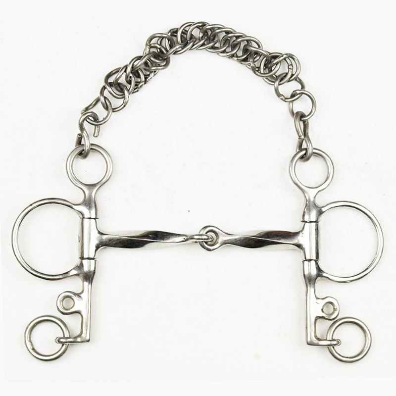 Bridão Pelham Inox Curto Articulado Torcido