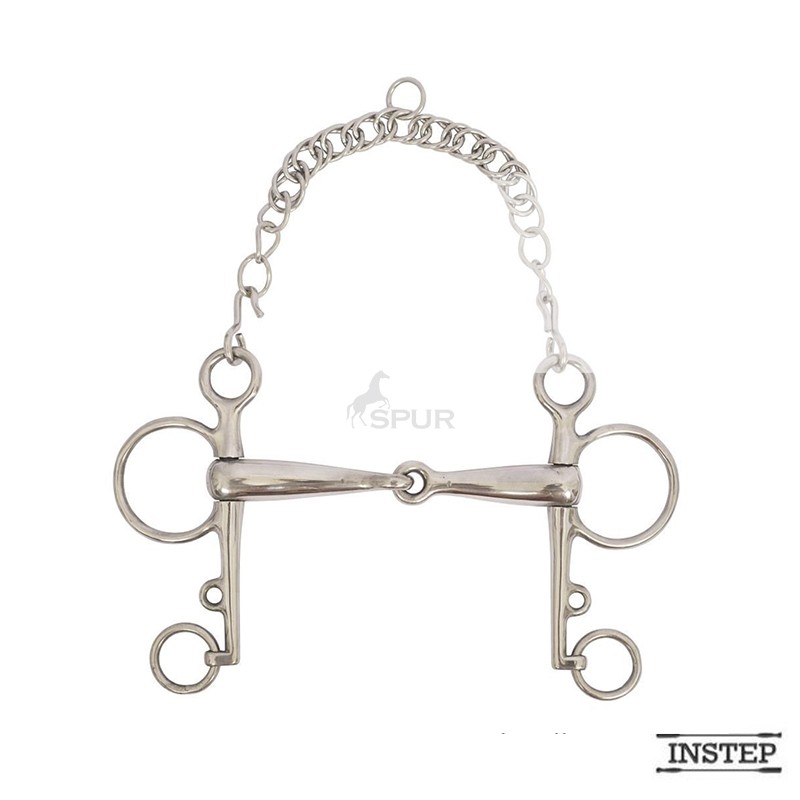 Bridão Pelham Articulado Longo Inox com Barbela